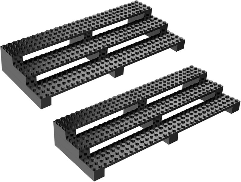 popbricks Store 2 Pack Brick Minifigure Display Stand - 3-Tier Display Case for Lego Mini Figures - Holds 66 Figures - Black Stylish Organizer for Collectors | Great Gift for Minifigure Lovers - Image 1